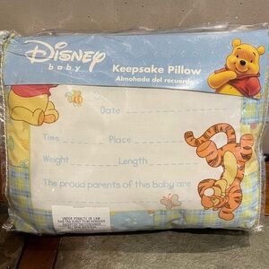 Vintage Disney Baby Keepsake Pillow with Pooh and Tigger - Blue and Yellow